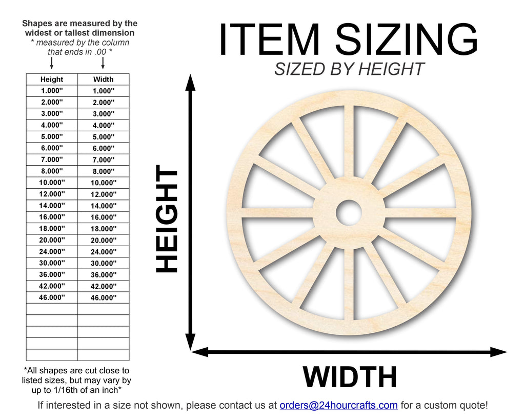 Unfinished Wood Wagon Wheel Shape | Rustic Farmhouse | DIY Craft Cutout | Up to 24"
